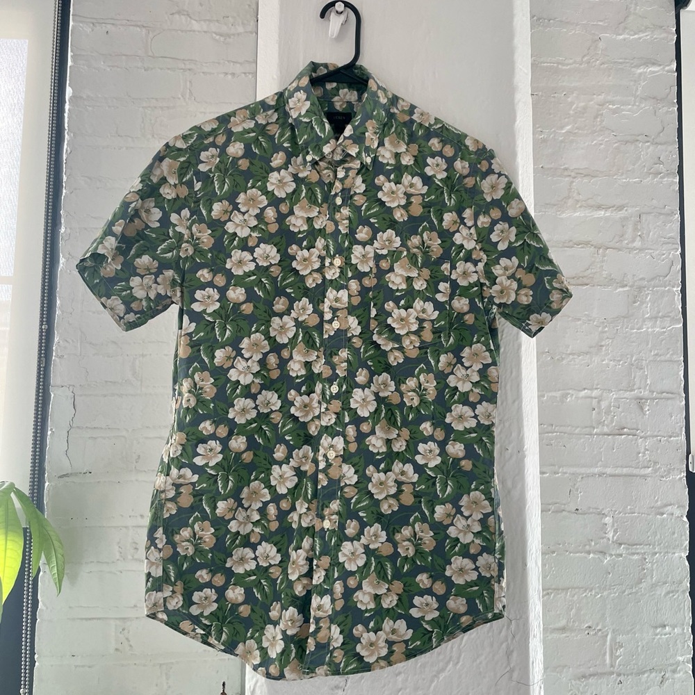 J.Crew, Floral Print Short Sleeve Shirt